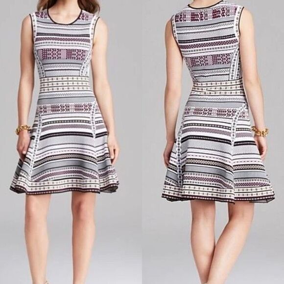 Diane Von Furstenberg DVF ELEANOR Jacquard A Line Dress Banded Dot - Women’s US - Picture 1 of 12